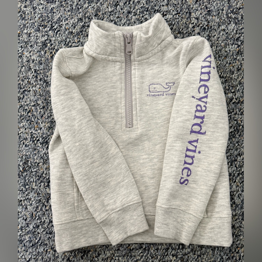 Vineyard Vines Light Gray Kids Quarter-Zip Sweatshirt